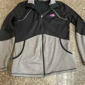The North Face Black and Gray Full-Zip Athletic Jacket Size L Gym Yoga Pilates